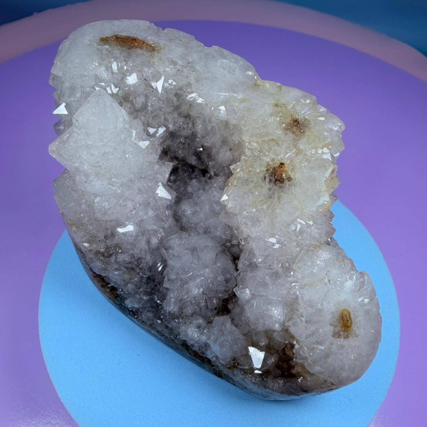 Sugar Quartz Small Semi-Polished Cluster Freeform with Agate (Video)