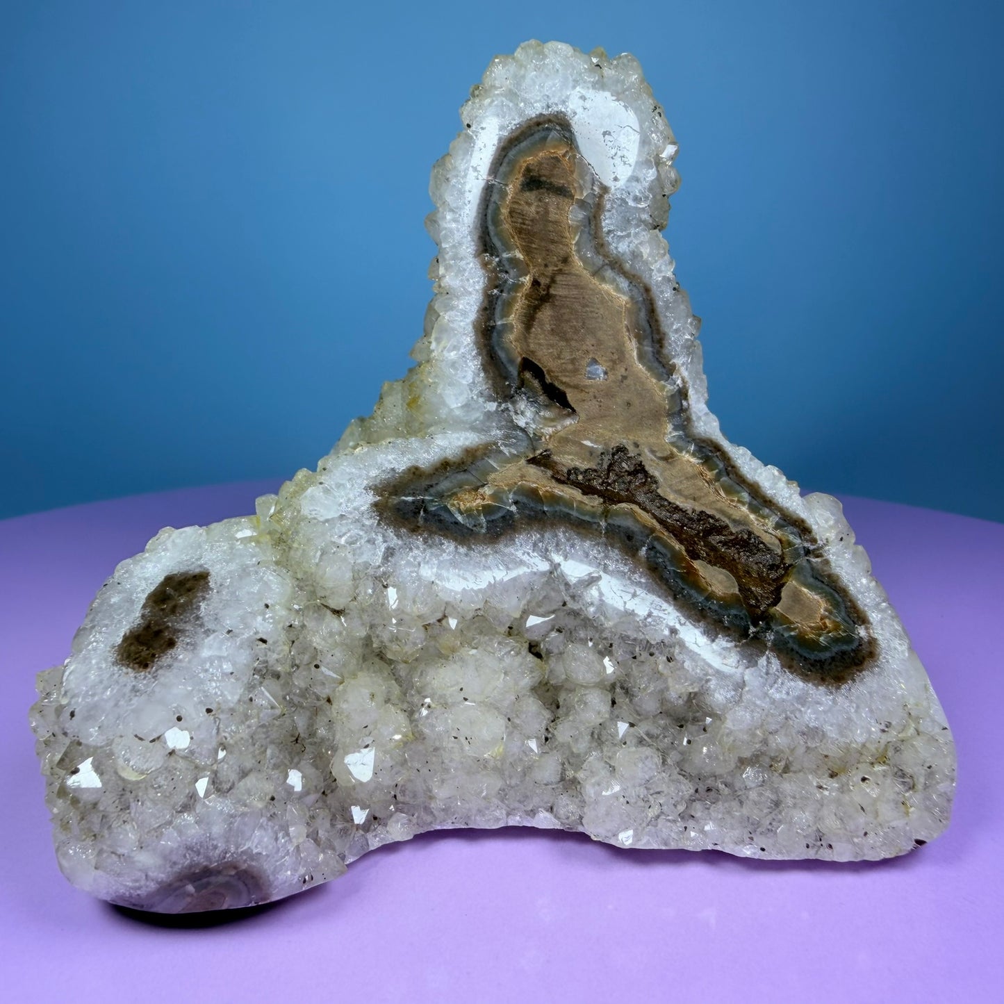 Citrine Medium Semi-Polished Cluster Freeform with Agate (Video)