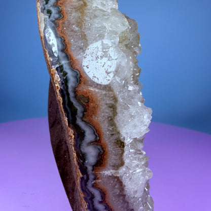 Green Prasiolite Amethyst Medium Semi-Polished Cluster Freeform with Agate (Video)