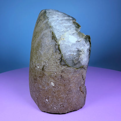 Green Prasiolite Sugar Amethyst Medium Semi-Polished Cluster Freeform with Agate (Video)