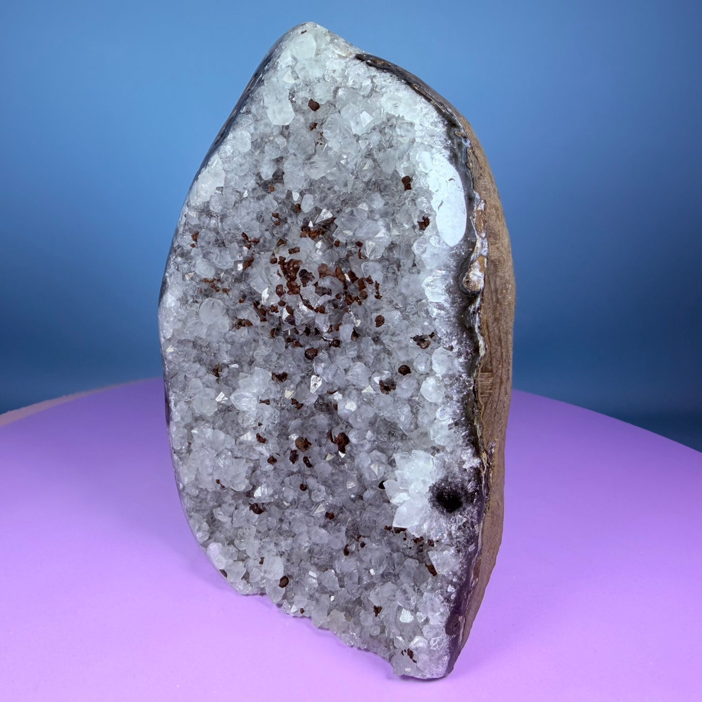 Green Prasiolite Amethyst Medium Semi-Polished Cluster Freeform with Agate (Video)