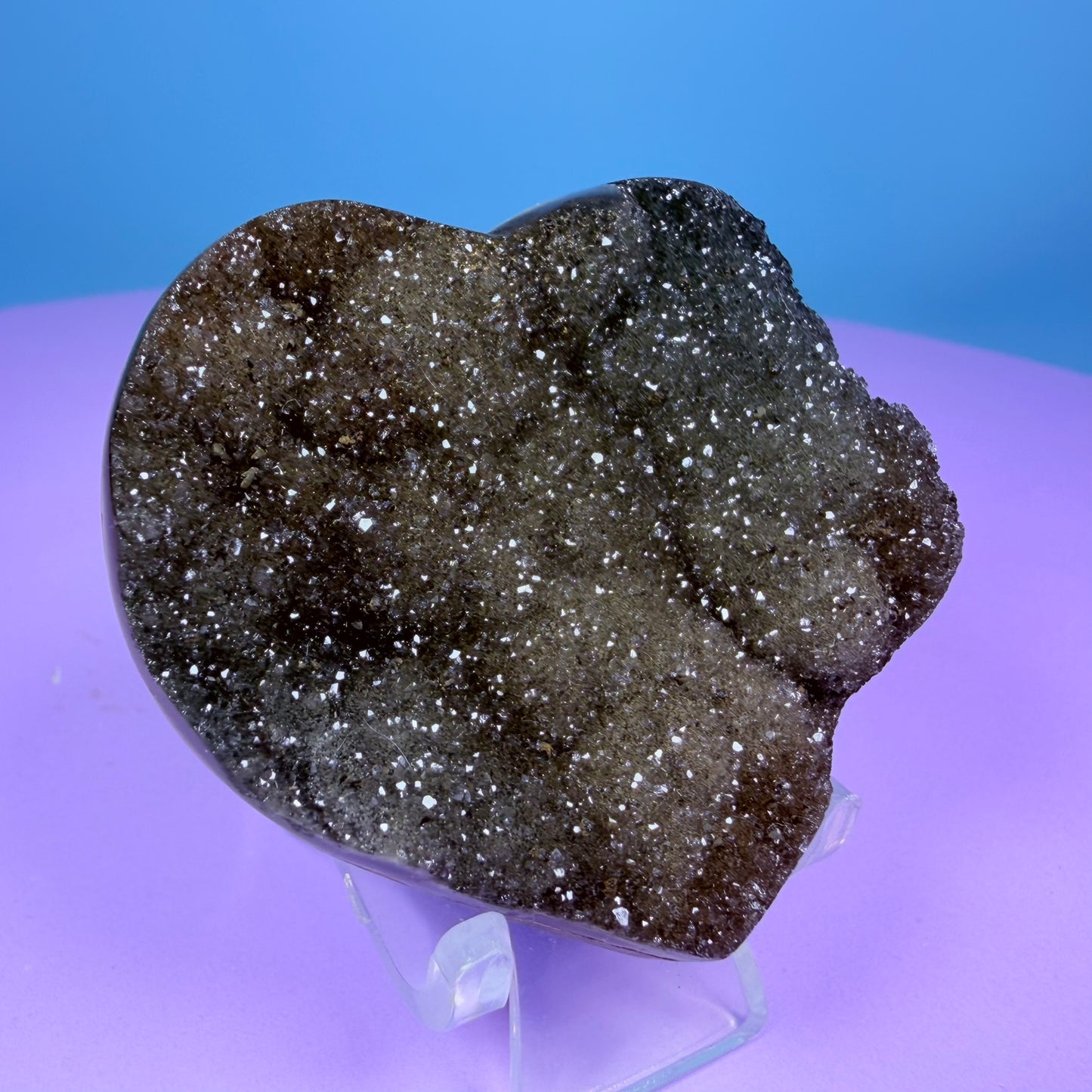 Rainbow Amethyst Druzy Heart Carving with Agate (Video)