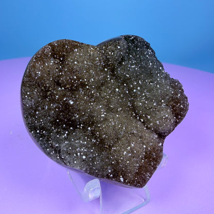 Rainbow Amethyst Druzy Heart Carving with Agate (Video)