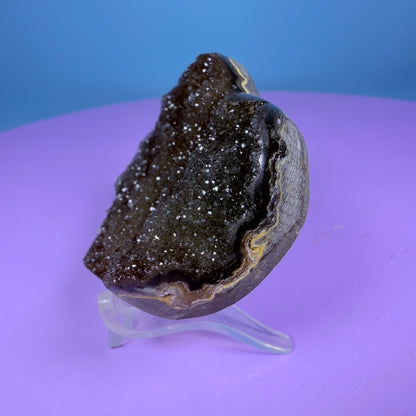 Rainbow Amethyst Druzy Heart Carving with Agate (Video)