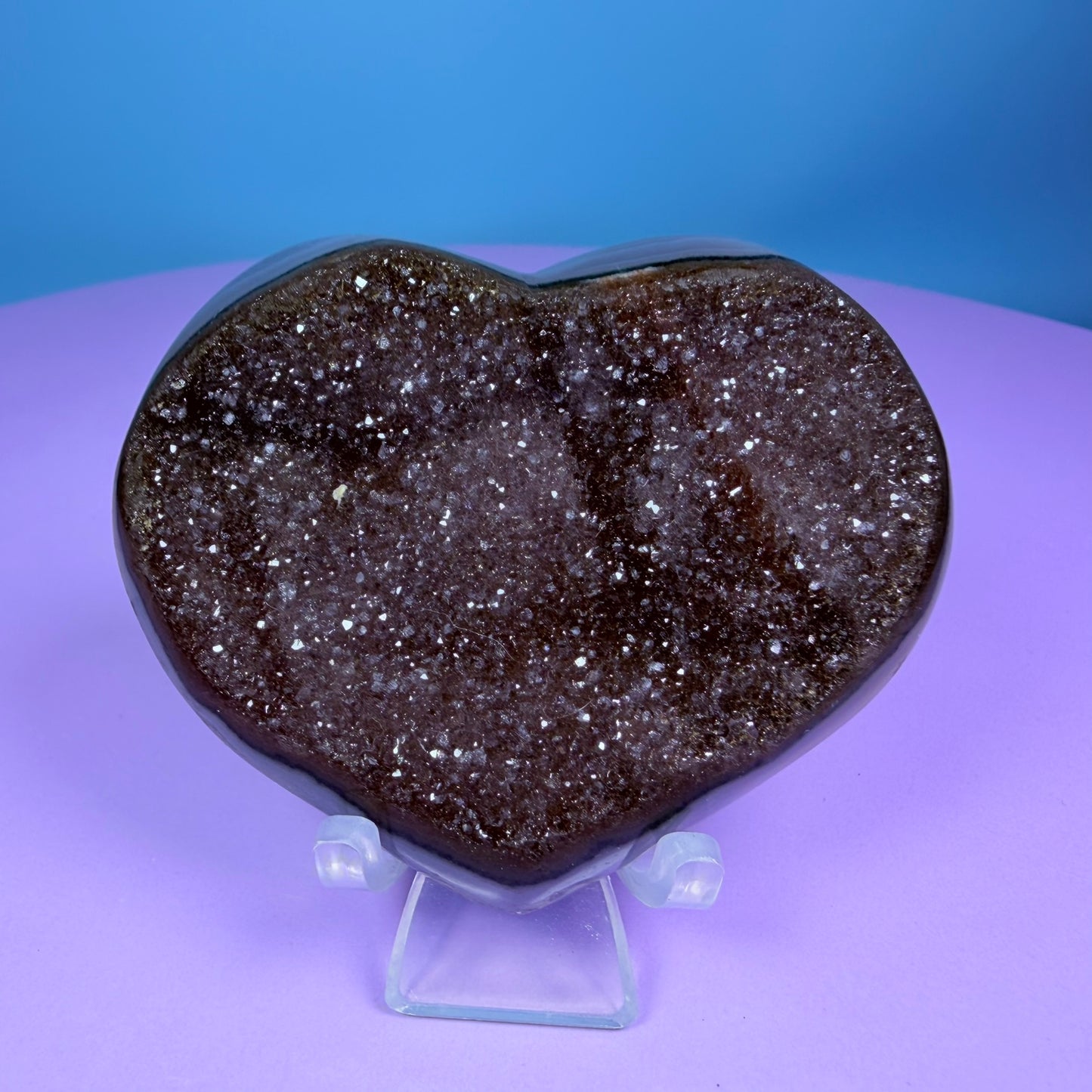 Berry Rainbow Amethyst Druzy Heart Carving with Agate (Video)