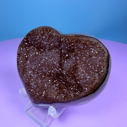 Berry Rainbow Amethyst Druzy Heart Carving with Agate (Video)