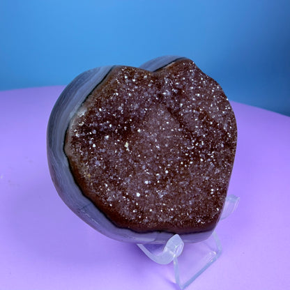 Berry Rainbow Amethyst Druzy Heart Carving with Agate (Video)
