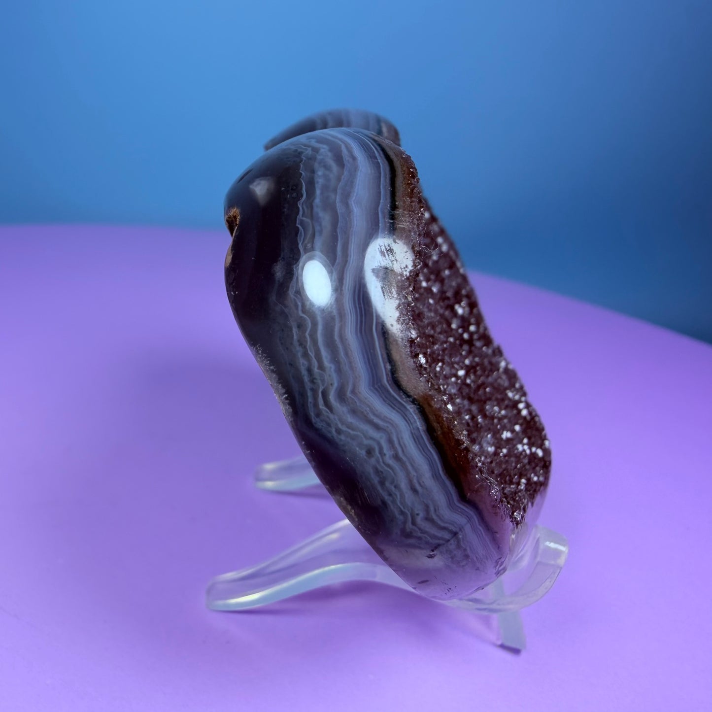 Berry Rainbow Amethyst Druzy Heart Carving with Agate (Video)