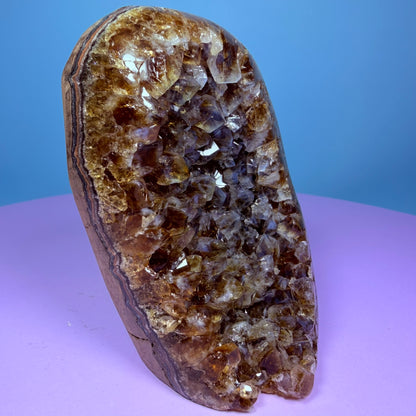 Citrine Small Semi-Polished Cluster Freeform with Blue Chalcedony (Video)