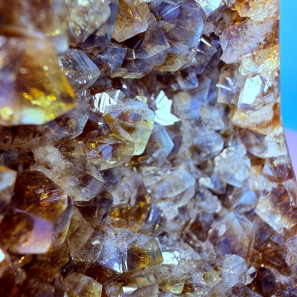 Citrine Small Semi-Polished Cluster Freeform with Blue Chalcedony (Video)
