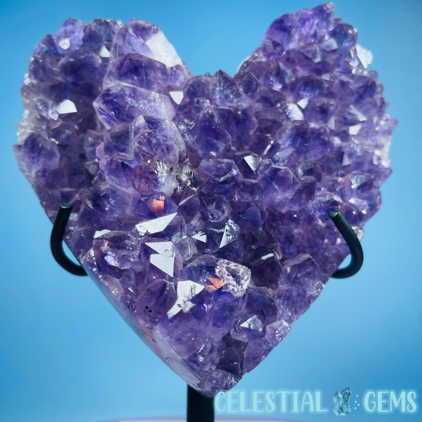 Amethyst Cluster Heart Medium Carving in Stand