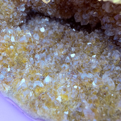 Citrine Medium Semi-Polished Geode with Blue Chalcedony (Video)