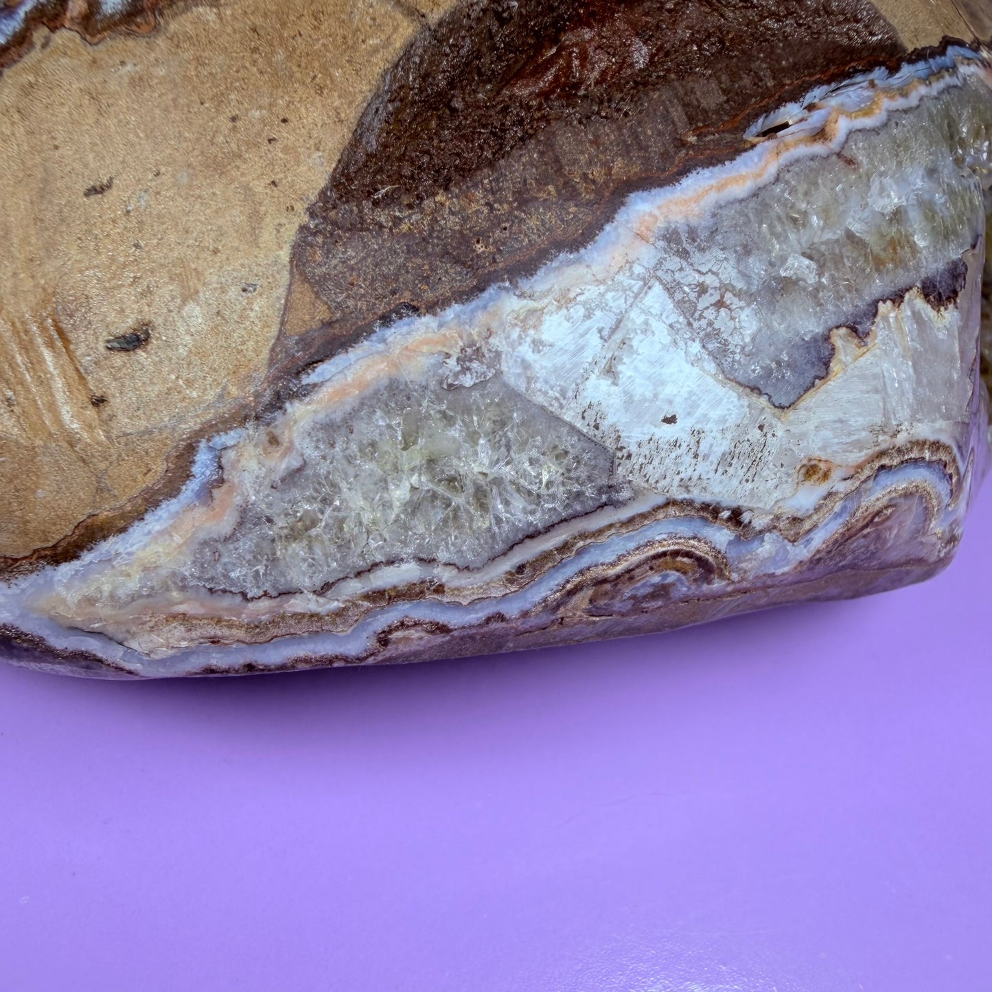 Citrine Medium Semi-Polished Geode with Blue Chalcedony (Video)