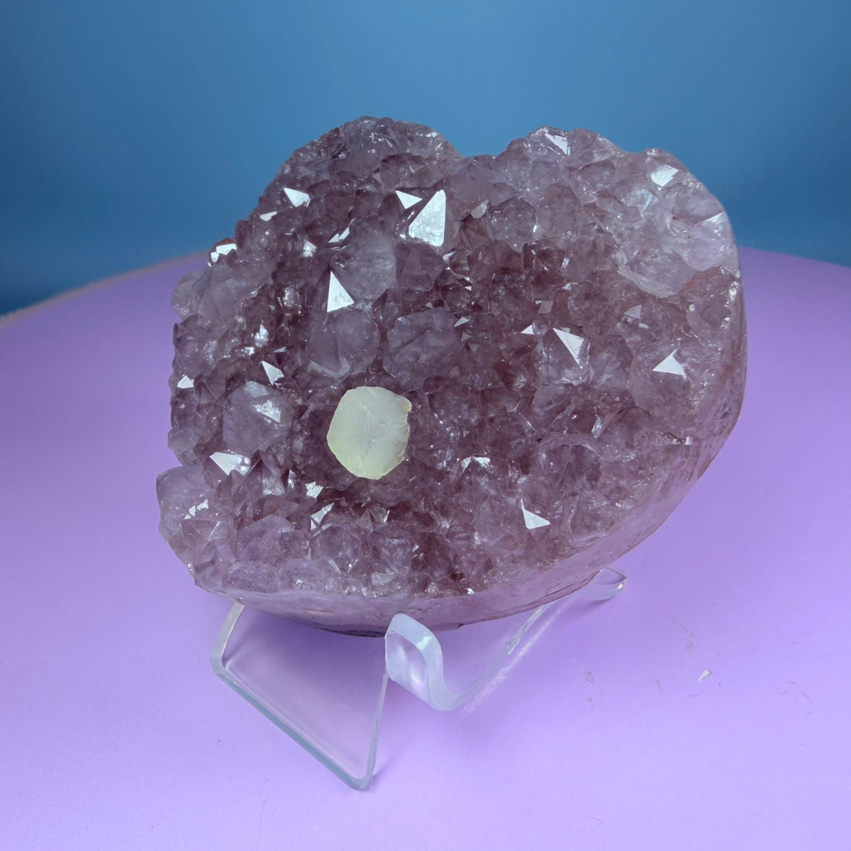 Amethyst Cluster Heart Carving with Agate + Calcite (Video)