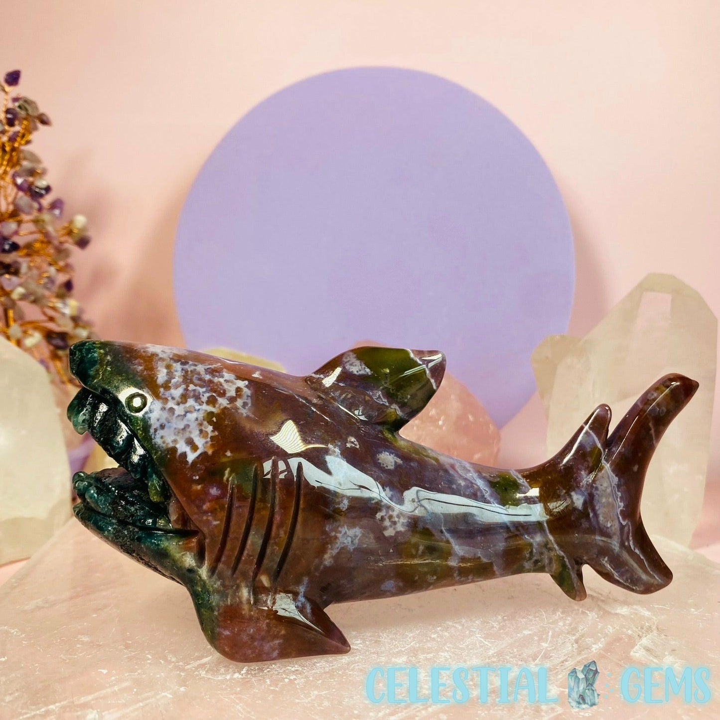 Ocean Jasper Shark Large Carving