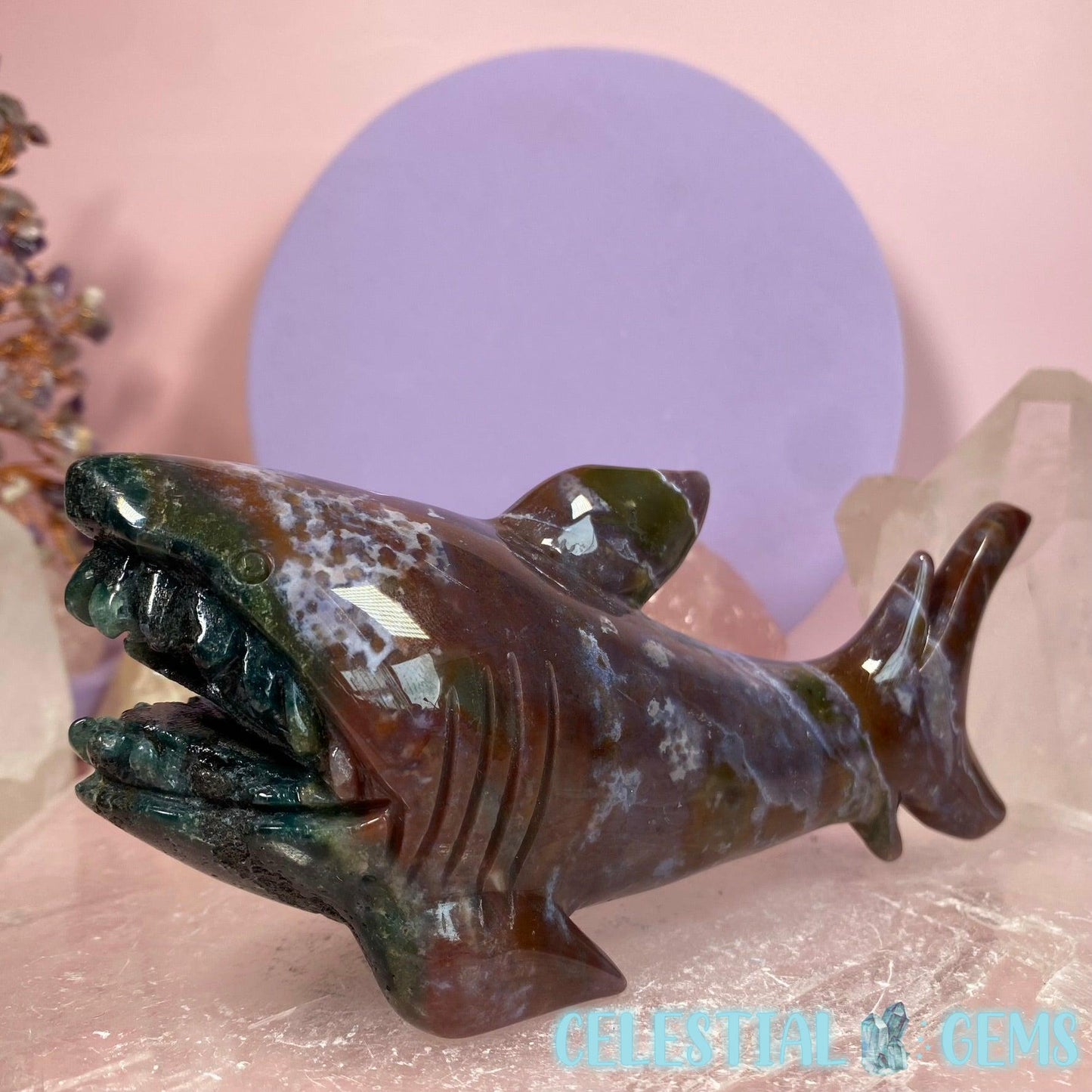 Ocean Jasper Shark Large Carving