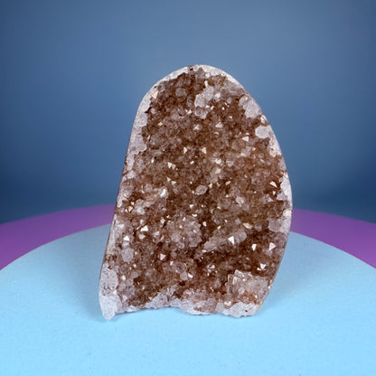 Orange Rainbow Amethyst Small Semi-Polished Cluster Freeform with Agate (Video)