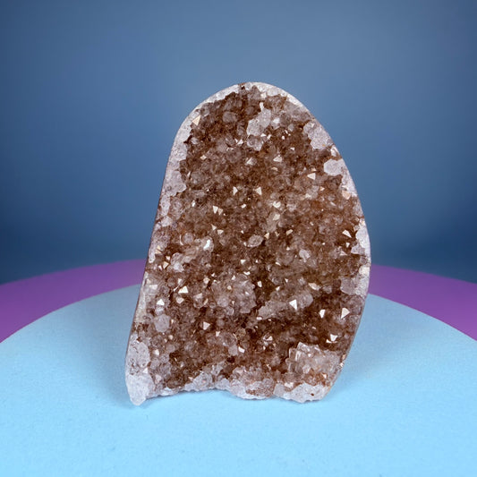 Orange Rainbow Amethyst Small Semi-Polished Cluster Freeform with Agate (Video)