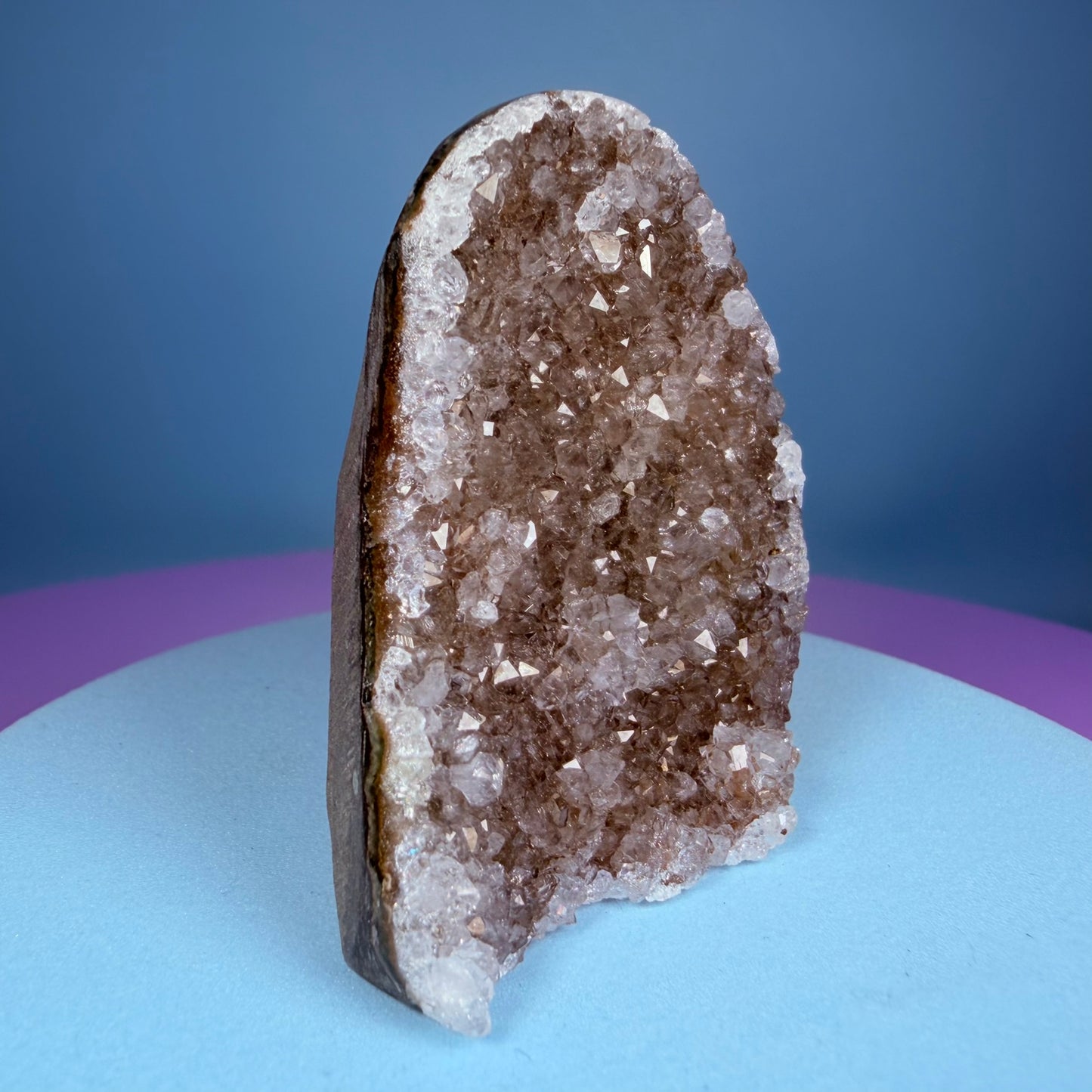 Orange Rainbow Amethyst Small Semi-Polished Cluster Freeform with Agate (Video)