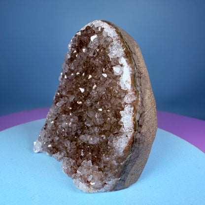 Orange Rainbow Amethyst Small Semi-Polished Cluster Freeform with Agate (Video)