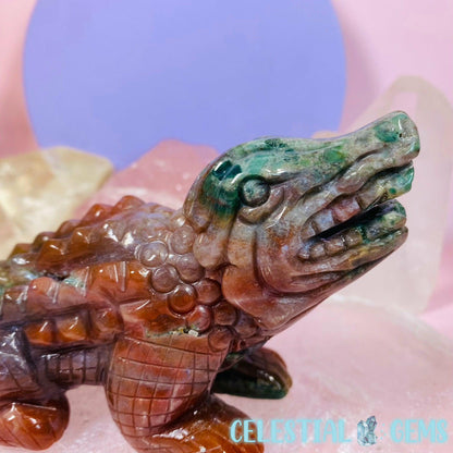 Ocean Jasper Crocodile Large Carving