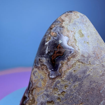 Brown Berry Amethyst Small Semi-Polished Cluster Freeform with Agate (Video)