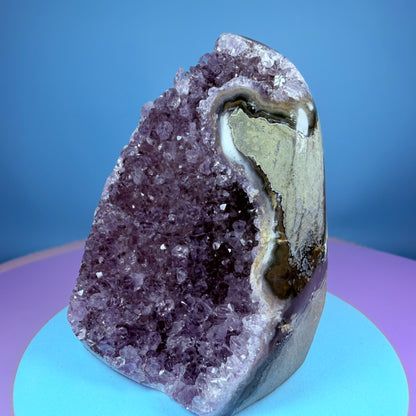 Amethyst Small Semi-Polished Cluster Freeform with Agate (Video)