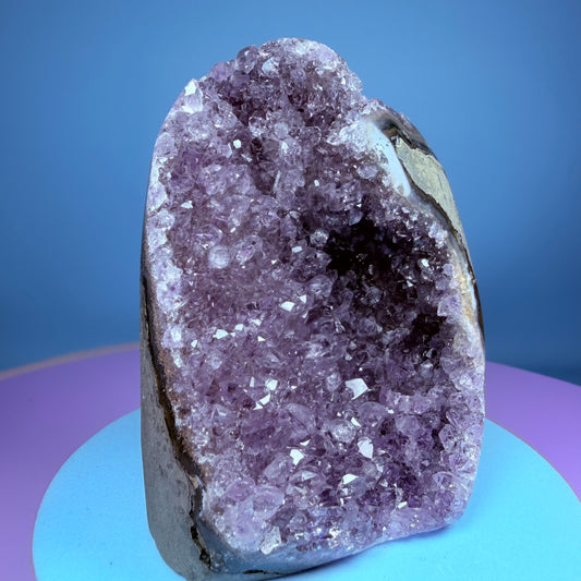 Amethyst Small Semi-Polished Cluster Freeform with Agate (Video)