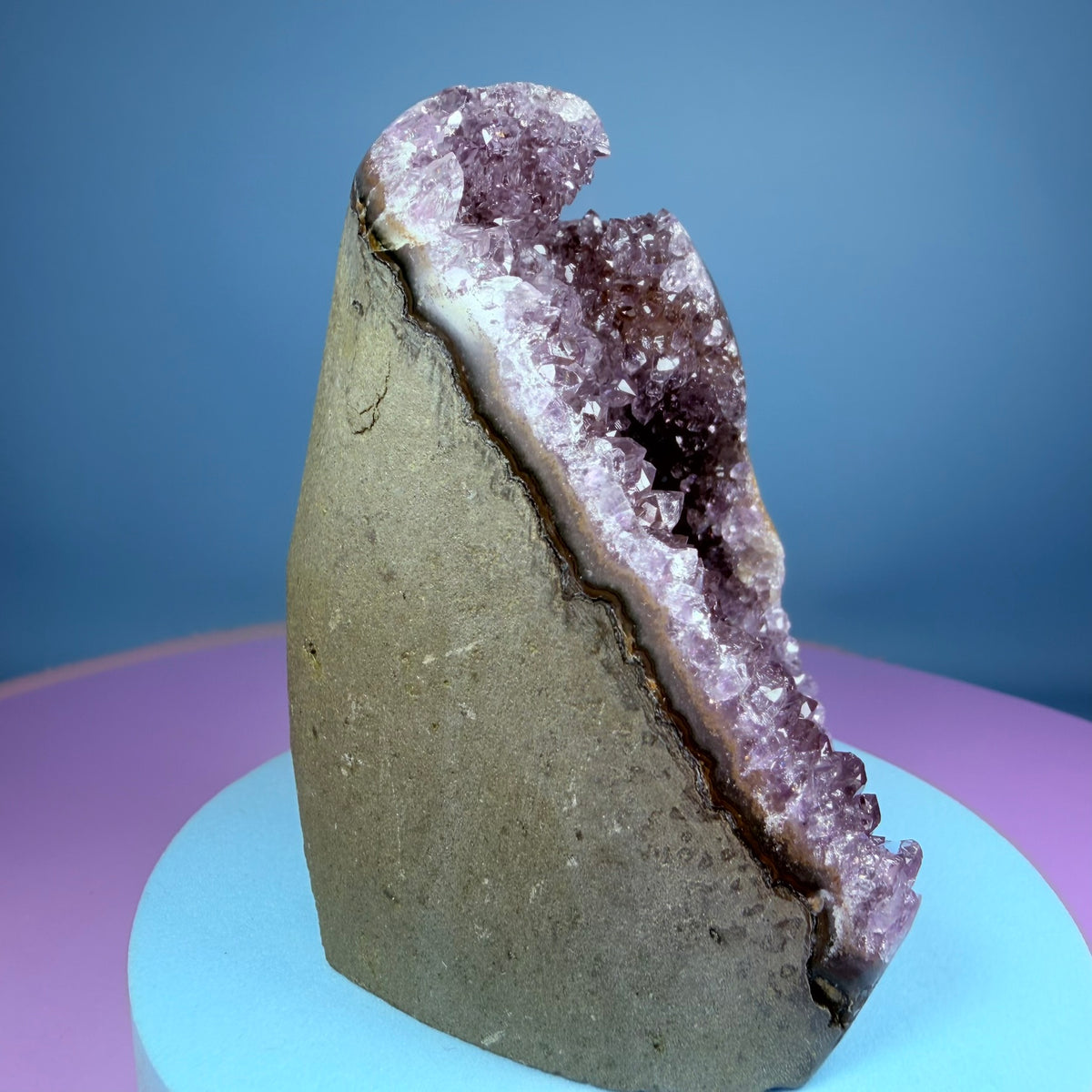 Amethyst Small Semi-Polished Cluster Freeform with Agate (Video)