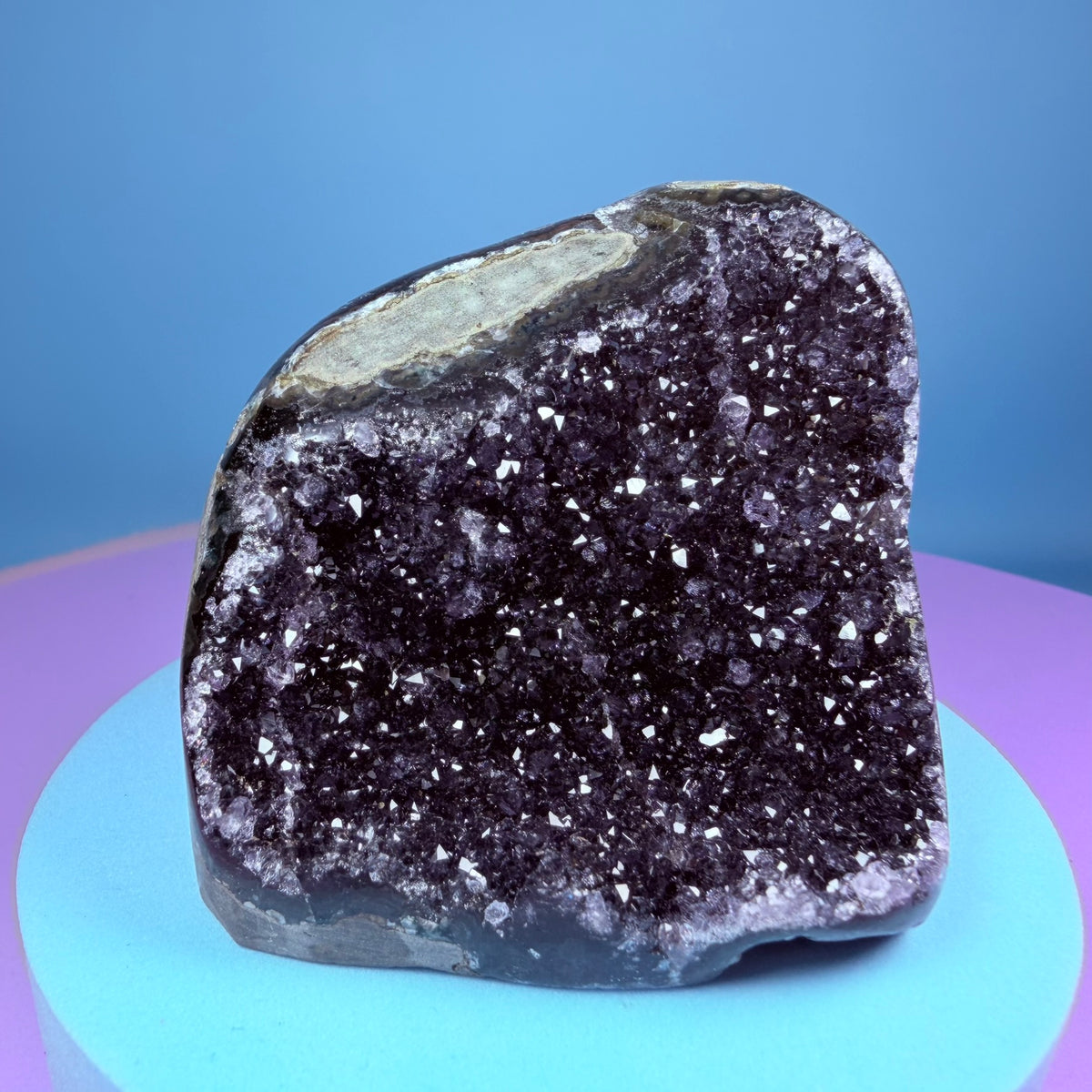 Amethyst Small Semi-Polished Cluster Freeform with Agate (Video)