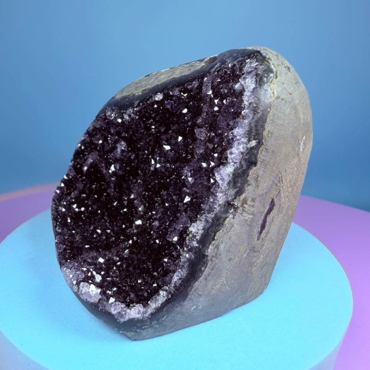 Amethyst Small Semi-Polished Cluster Freeform with Agate (Video)
