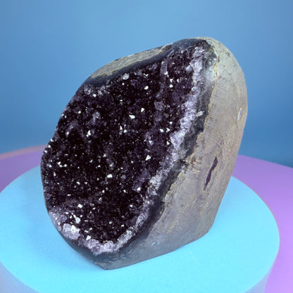 Amethyst Small Semi-Polished Cluster Freeform with Agate (Video)