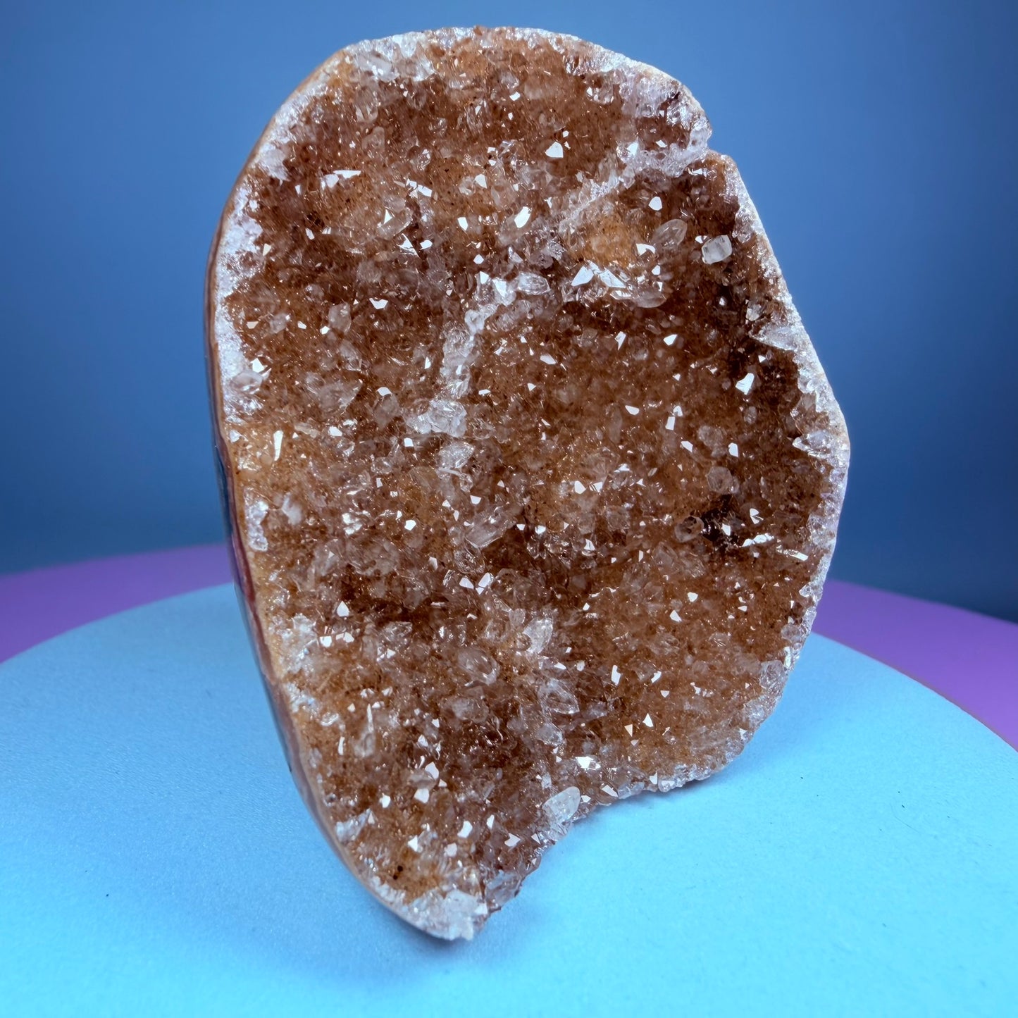 Orange Rainbow Amethyst Small Semi-Polished Cluster Freeform with Agate (Video)