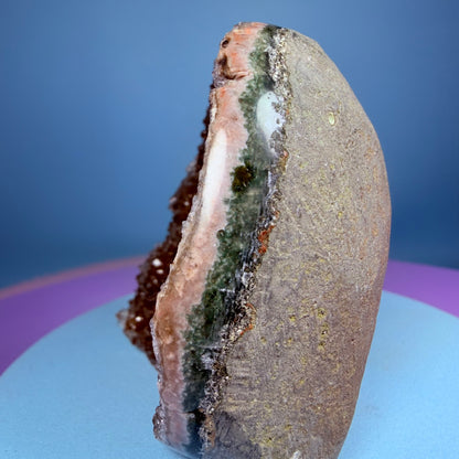 Orange Rainbow Amethyst Small Semi-Polished Cluster Freeform with Agate (Video)