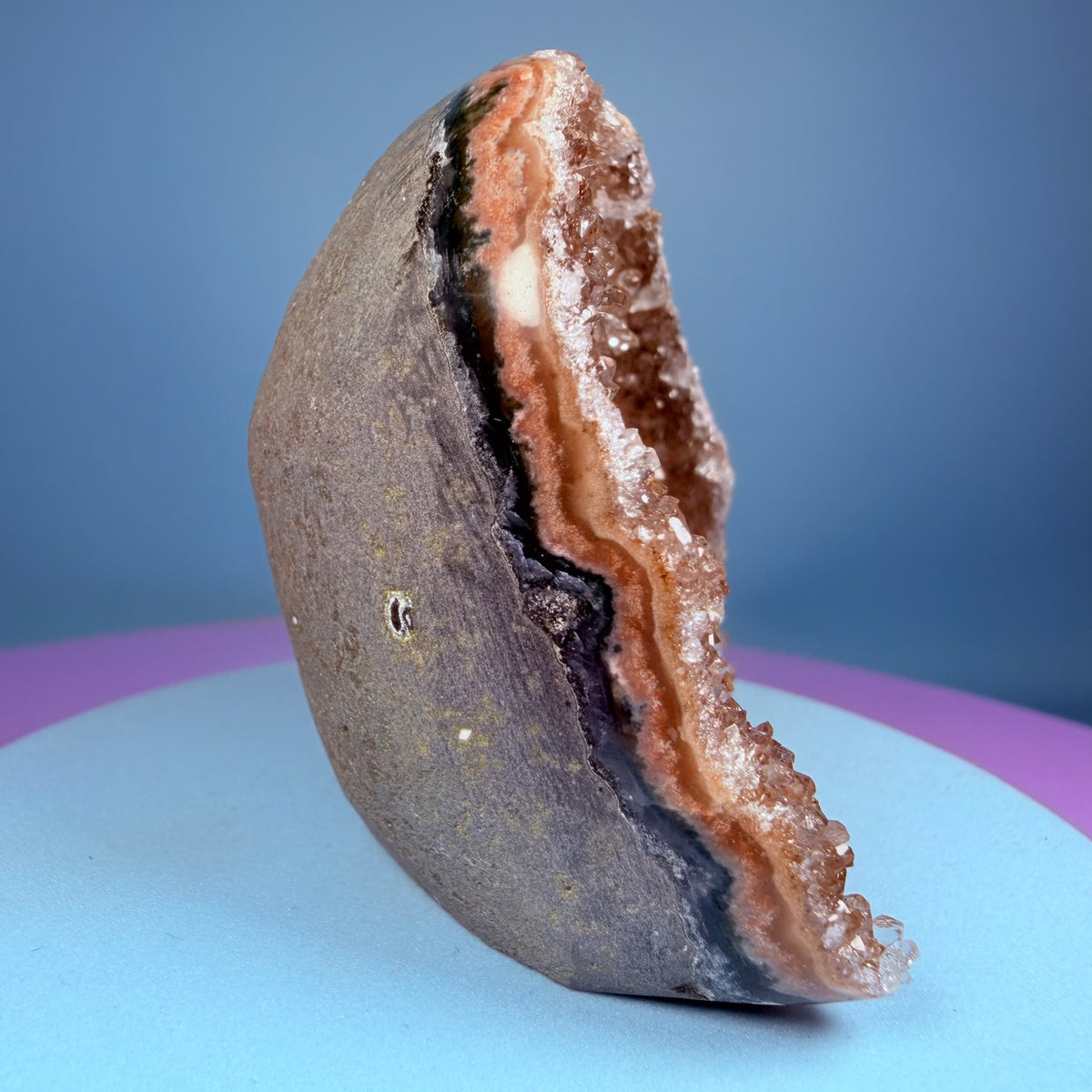 Orange Rainbow Amethyst Small Semi-Polished Cluster Freeform with Agate (Video)