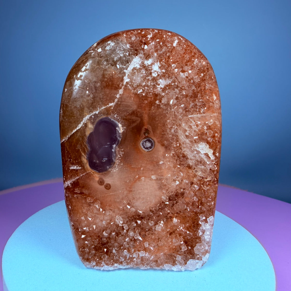 Berry Rainbow Amethyst Small Semi-Polished Cluster Freeform with Agate (Video)