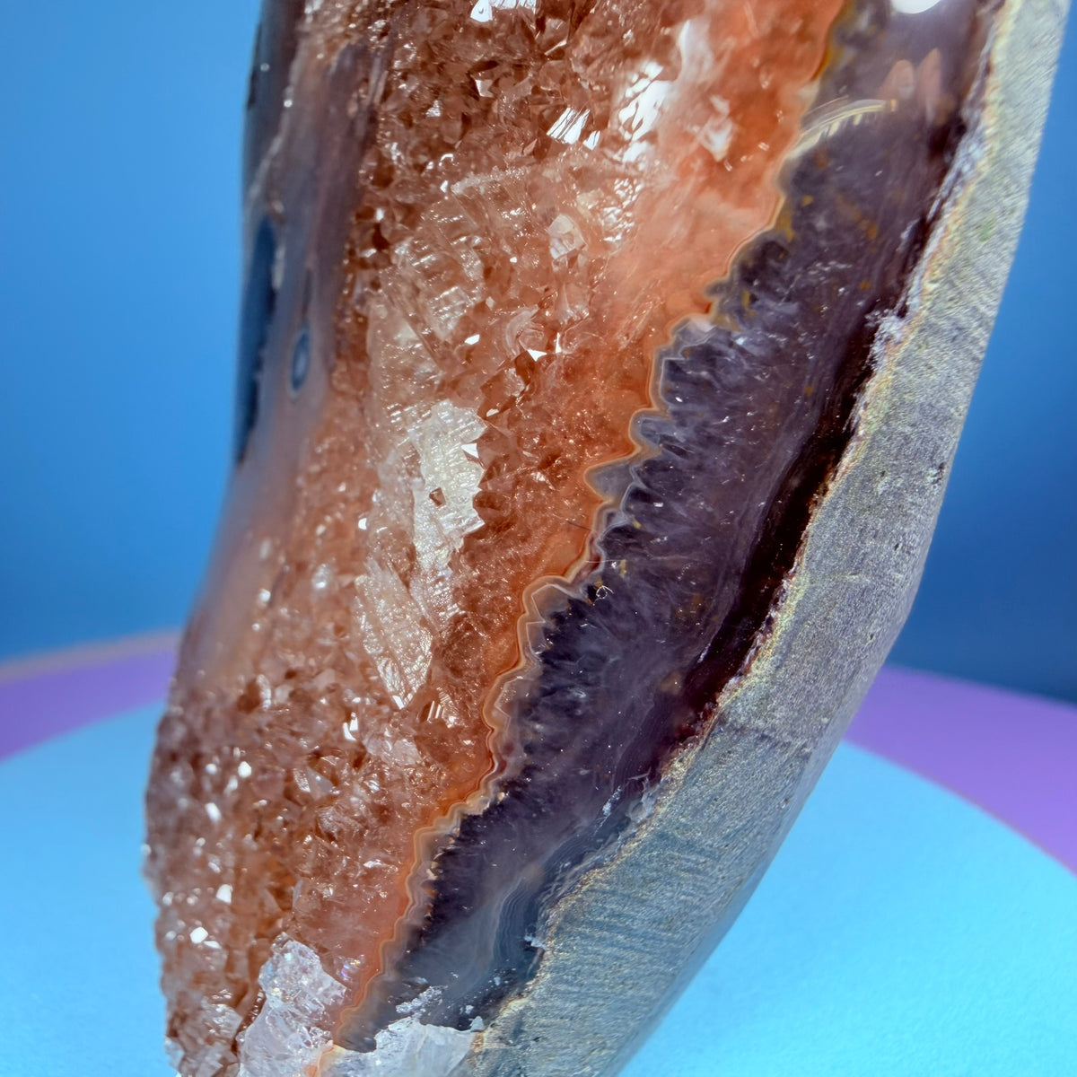 Berry Rainbow Amethyst Small Semi-Polished Cluster Freeform with Agate (Video)