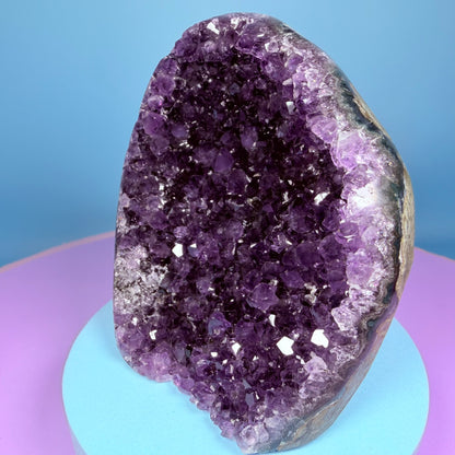 Amethyst Medium Semi-Polished Cluster Freeform with Agate (Video)