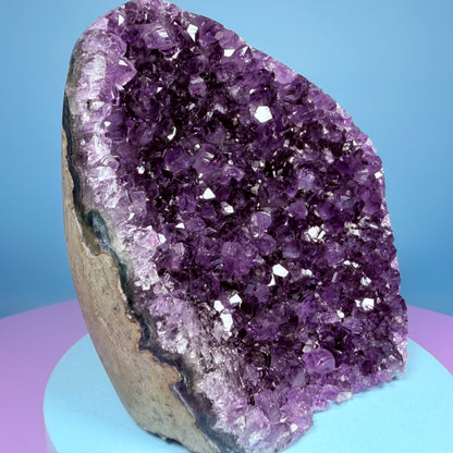 Amethyst Medium Semi-Polished Cluster Freeform with Agate (Video)
