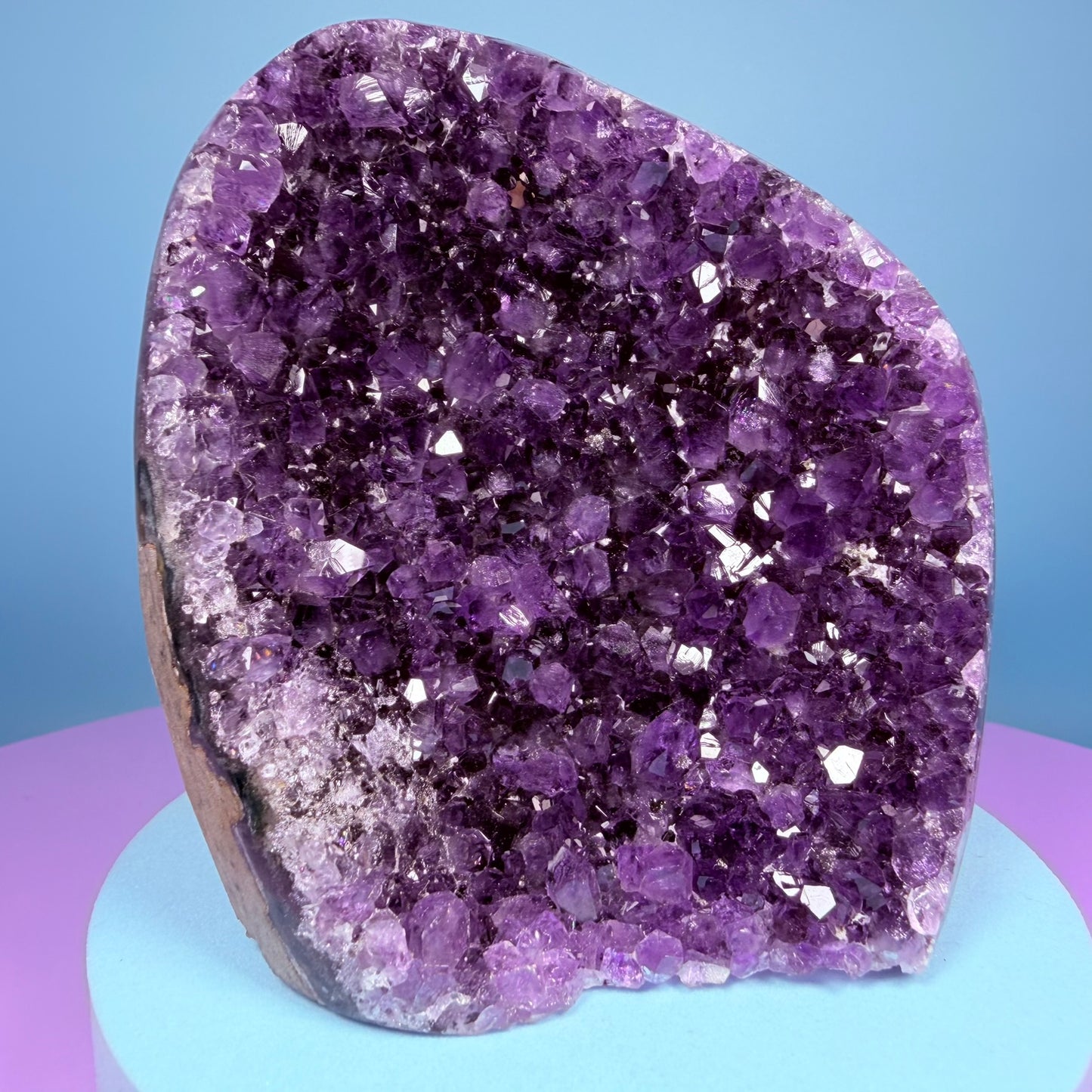 Amethyst Medium Semi-Polished Cluster Freeform with Agate (Video)