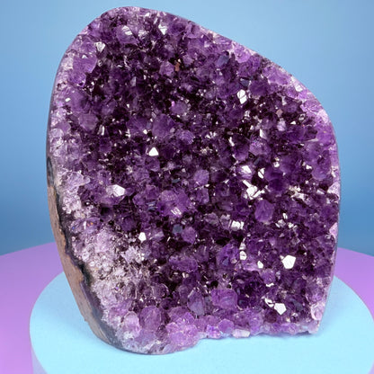 Amethyst Medium Semi-Polished Cluster Freeform with Agate (Video)