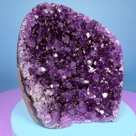 Amethyst Medium Semi-Polished Cluster Freeform with Agate (Video)