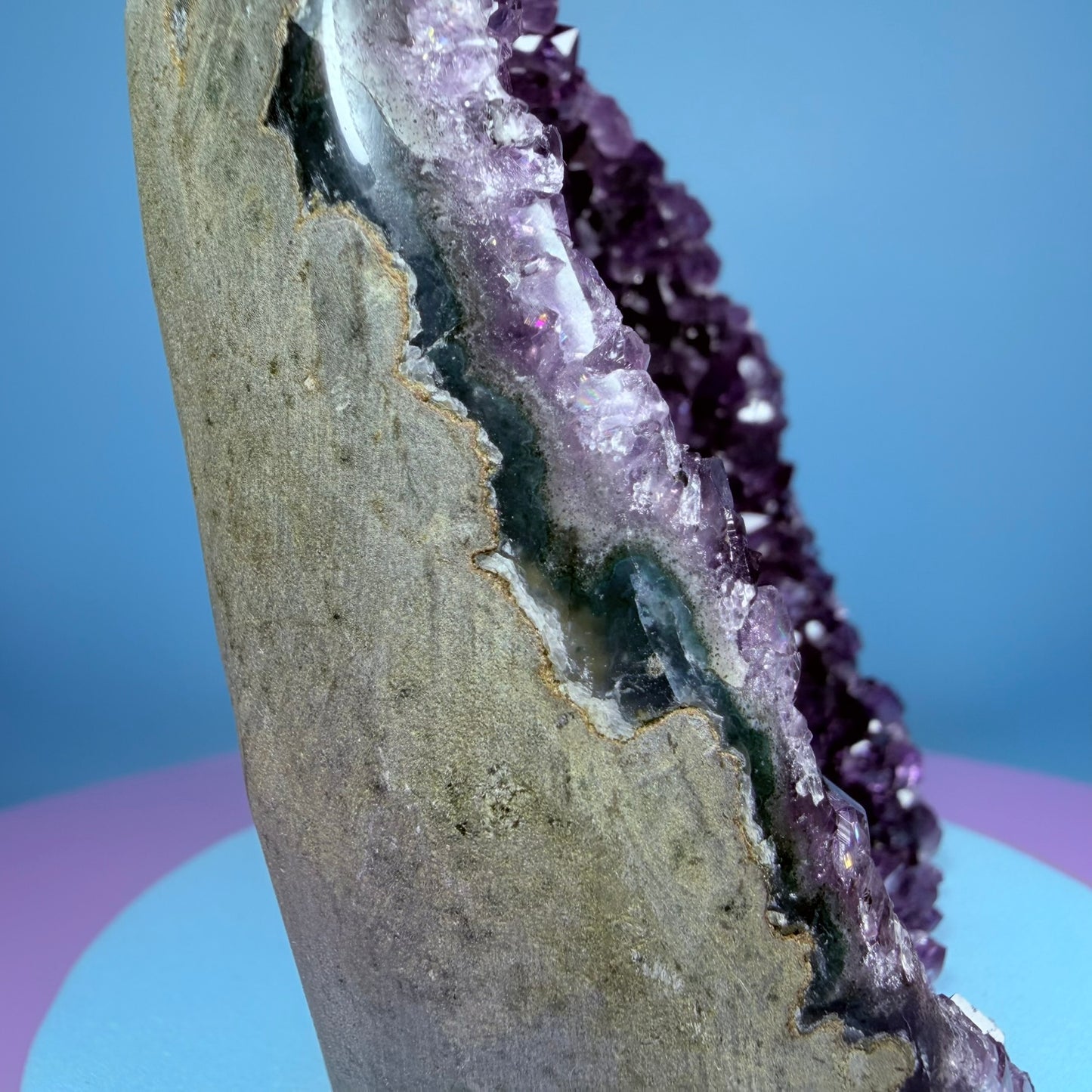 Amethyst Medium Semi-Polished Cluster Freeform with Agate (Video)