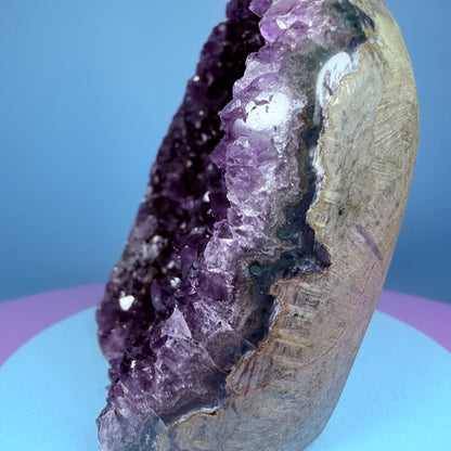 Amethyst Medium Semi-Polished Cluster Freeform with Agate (Video)