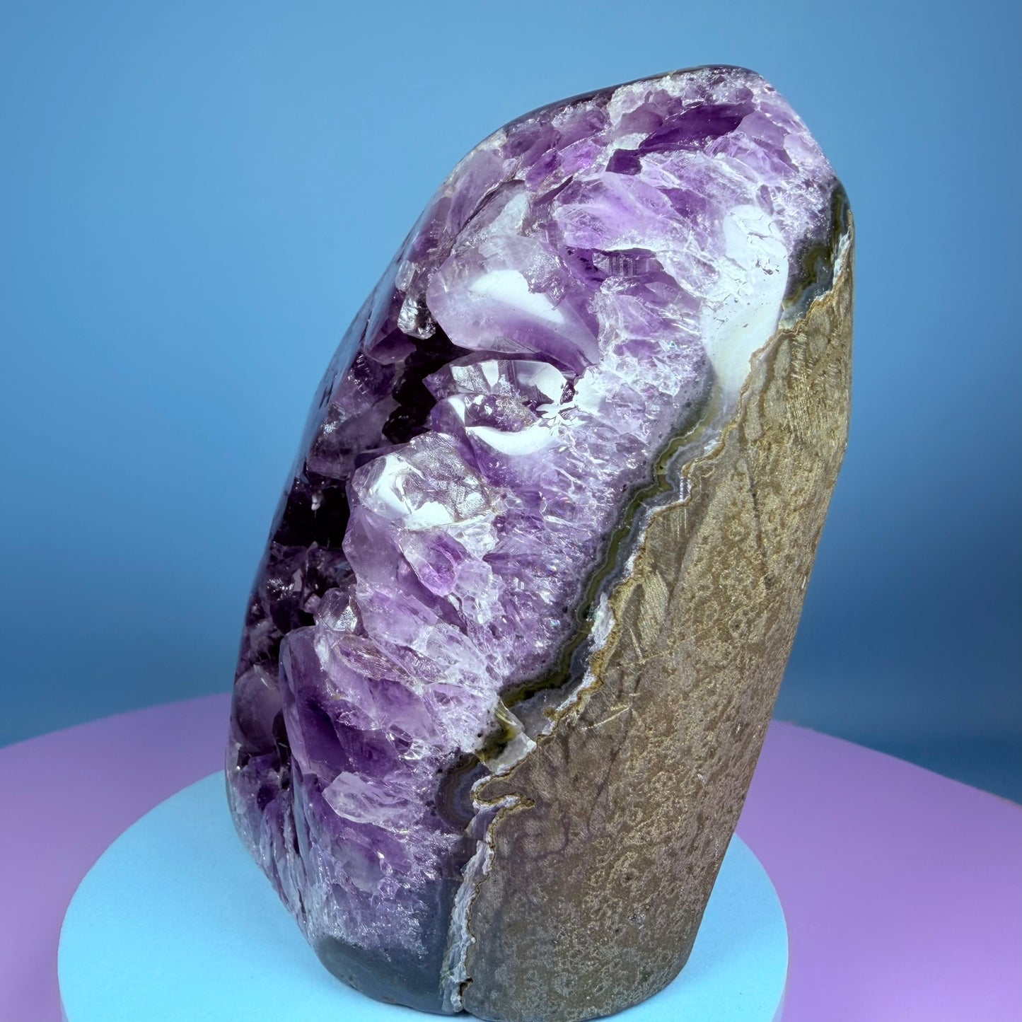 Amethyst Medium Semi-Polished Cluster Freeform with Agate (Video)
