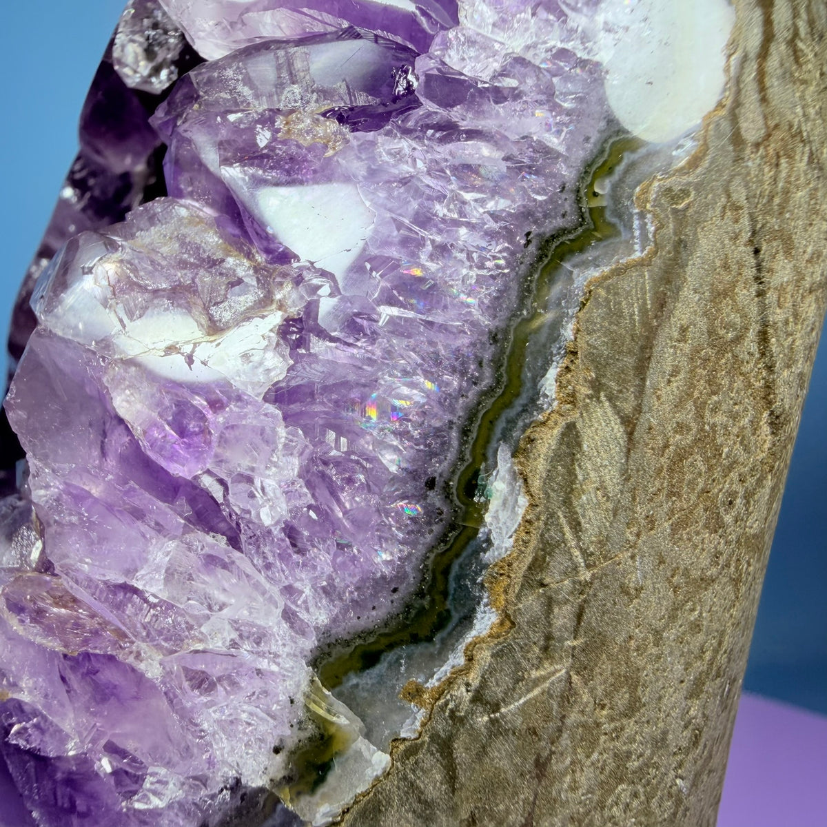 Amethyst Medium Semi-Polished Cluster Freeform with Agate (Video)