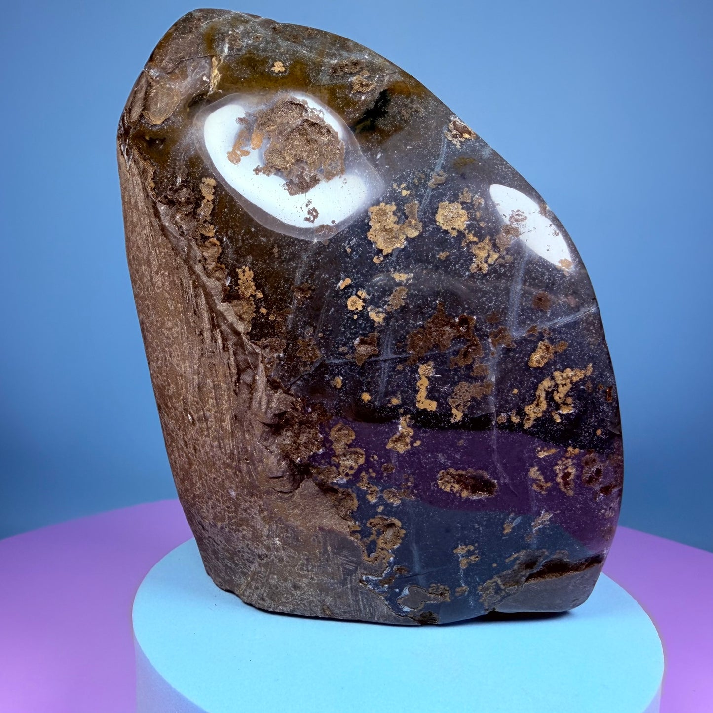 Amethyst Medium Semi-Polished Cluster Freeform with Agate (Video)