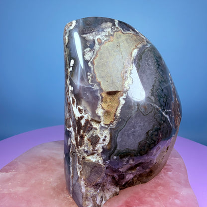 Amethyst Large Semi-Polished Geode Freeform with Agate (Video)