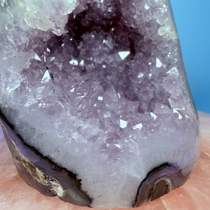 Amethyst Large Semi-Polished Geode Freeform with Agate (Video)