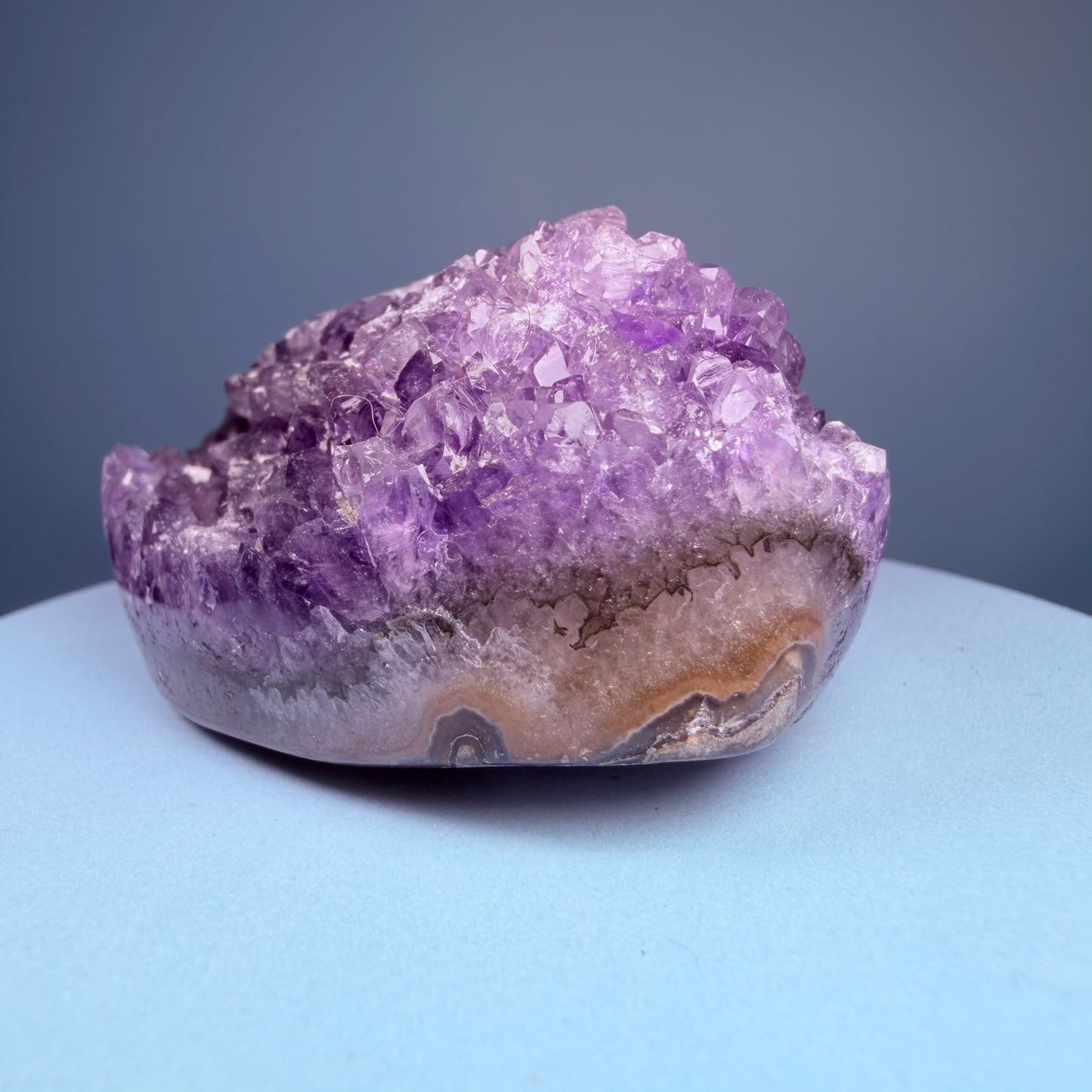 Amethyst Small Semi-Polished Cluster with Agate (Video)